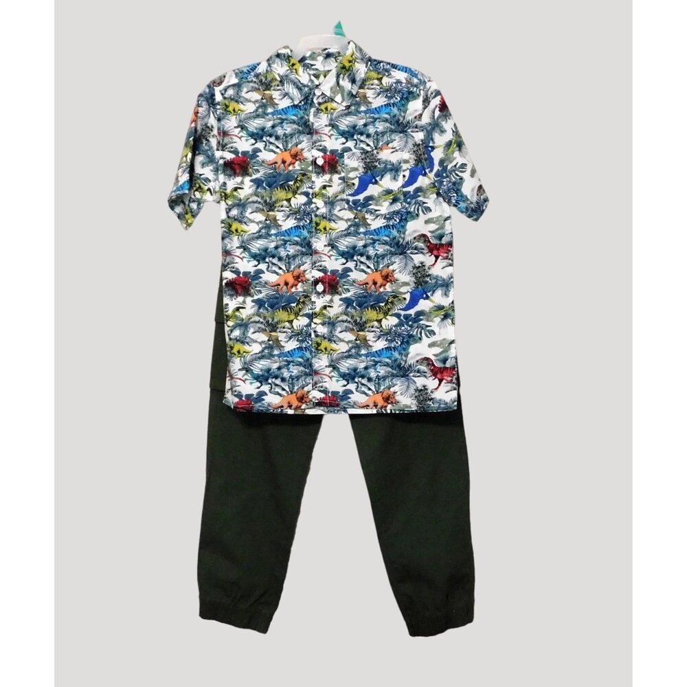 Garanimals 365 Kids Dinosaur Shirt Green Cargo Pants Belt Boys Size 10